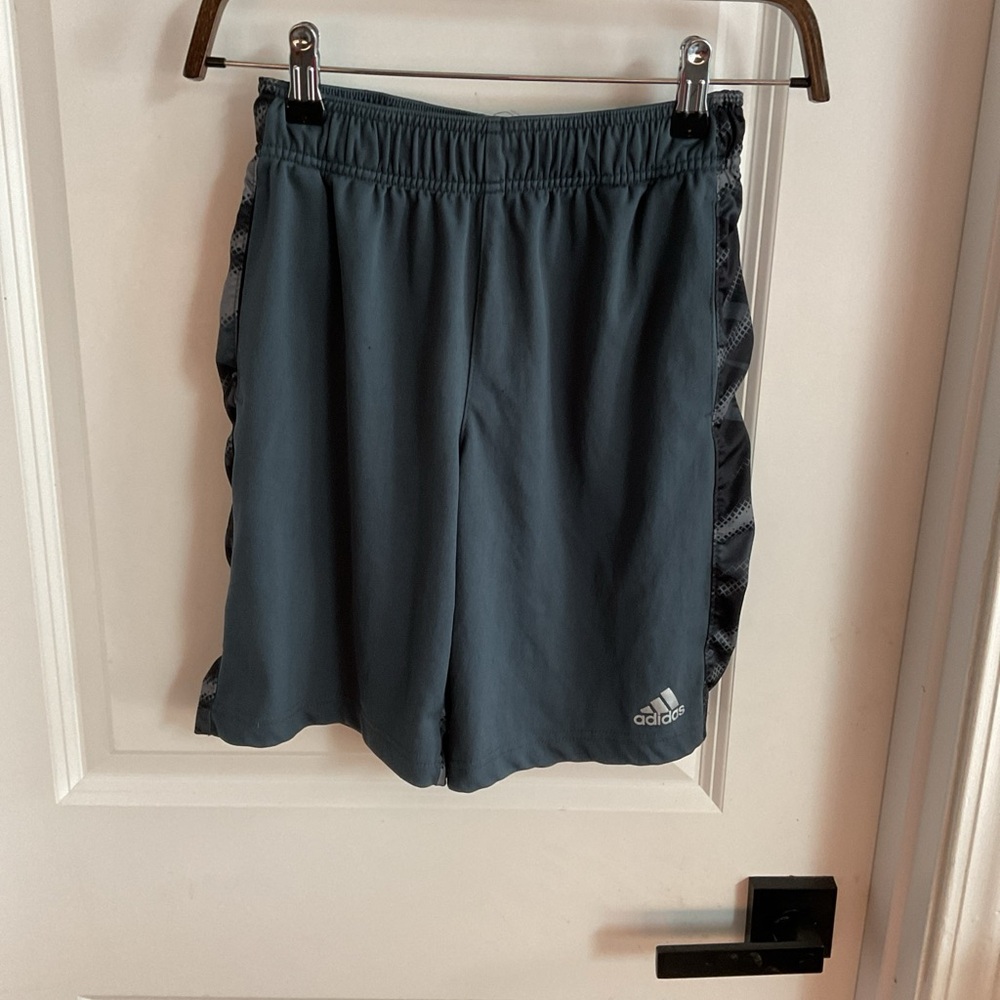 Adidas - Climalite Elastic Waist Athletic Shorts - Gray & Black - Boys Sz 10-12
